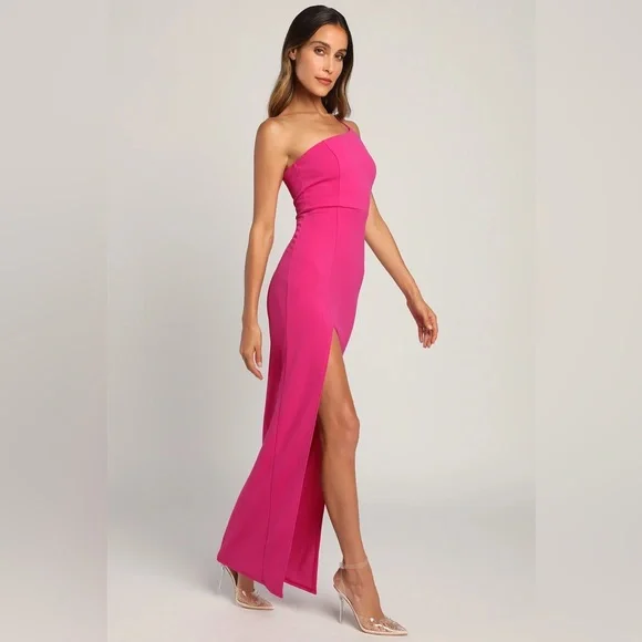 Keeper of My Heart Magenta One-Shoulder Maxi Dress - Picture 2 of 6